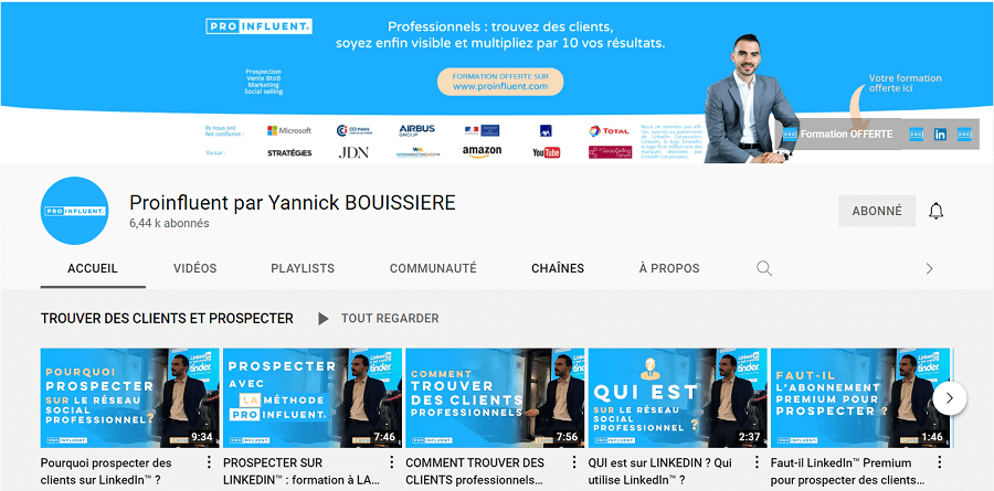 la chaîne youtube de Yannick Bouissière