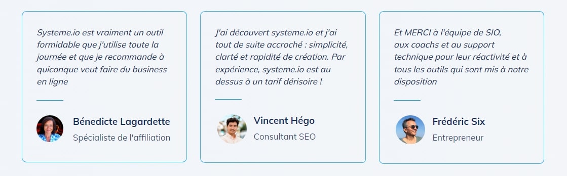 Exemple de preuve sociale sur systemeio
