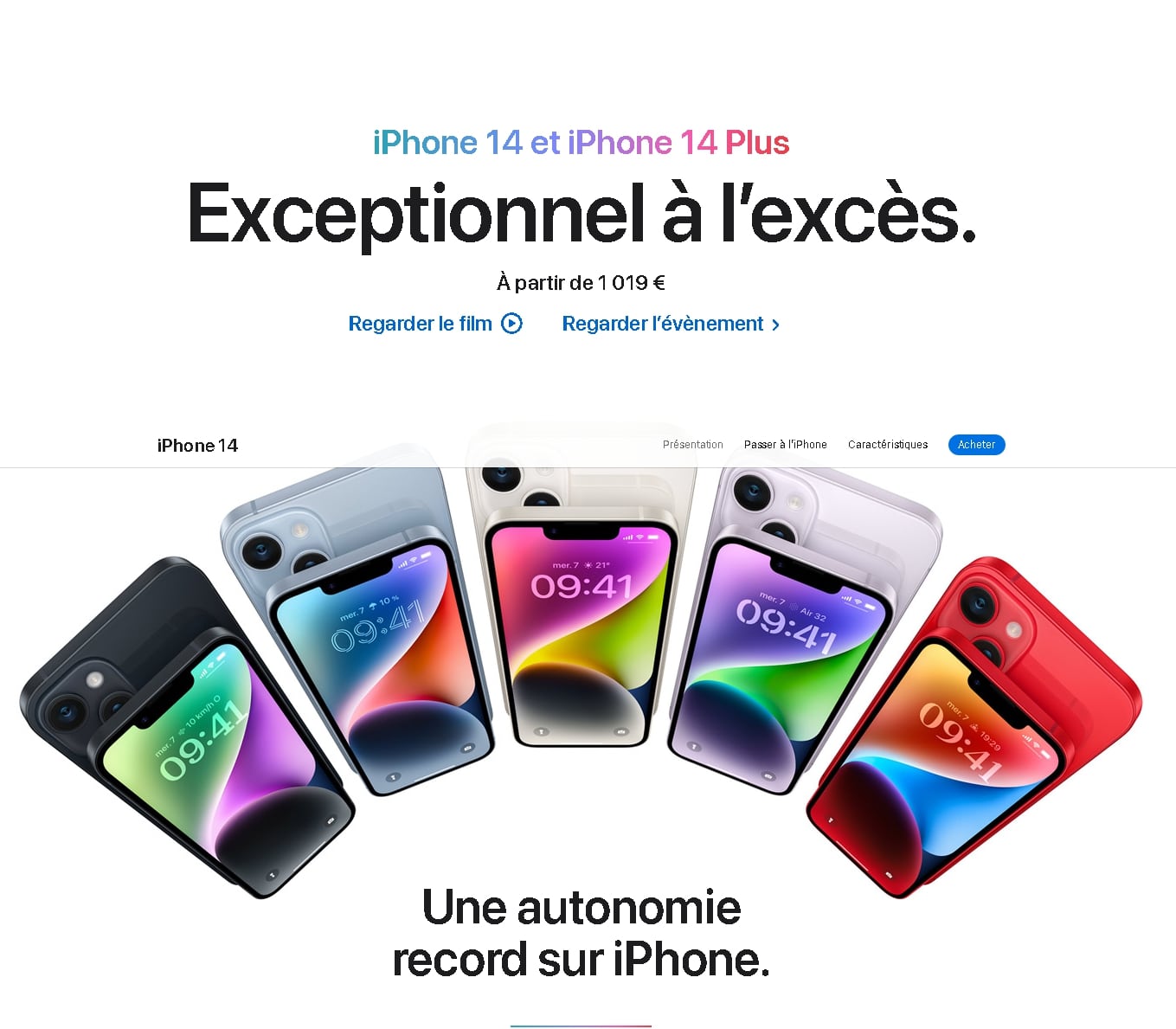 Exemple de landing page d'Apple