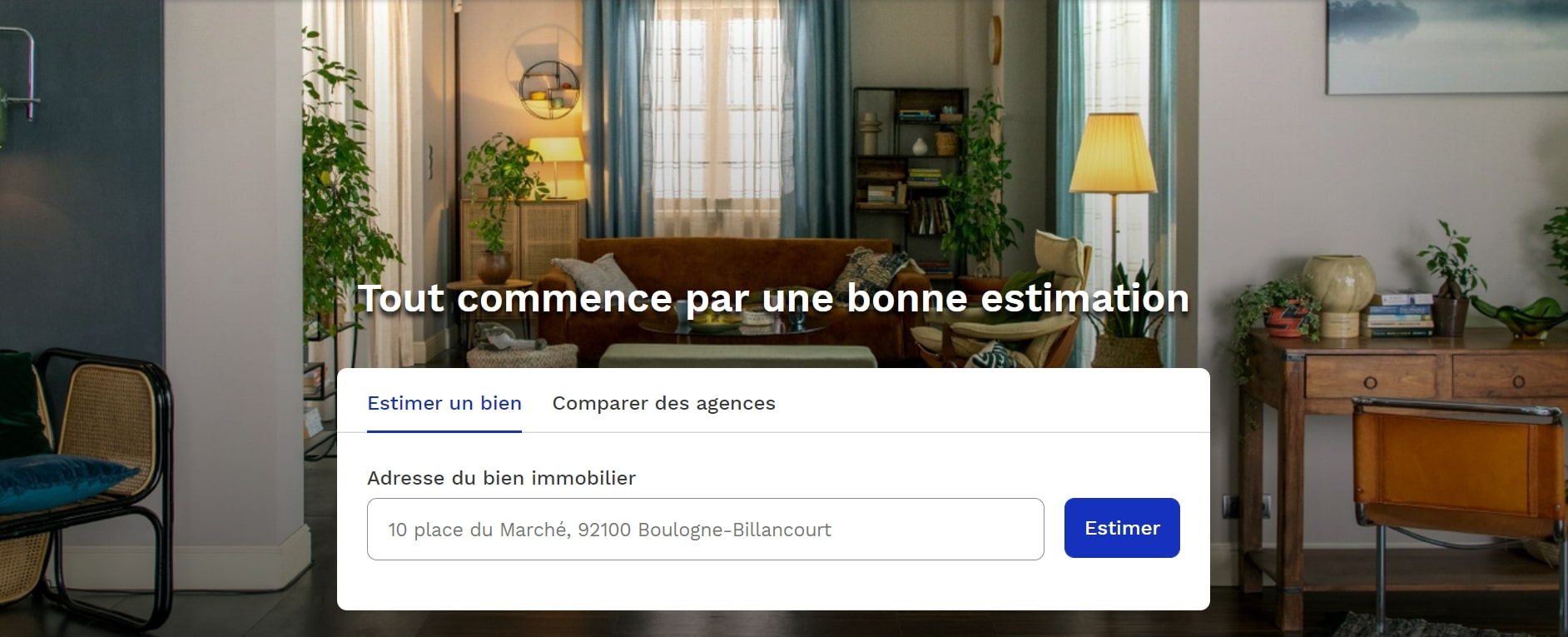 Exemple de landing page de Meilleursagents
