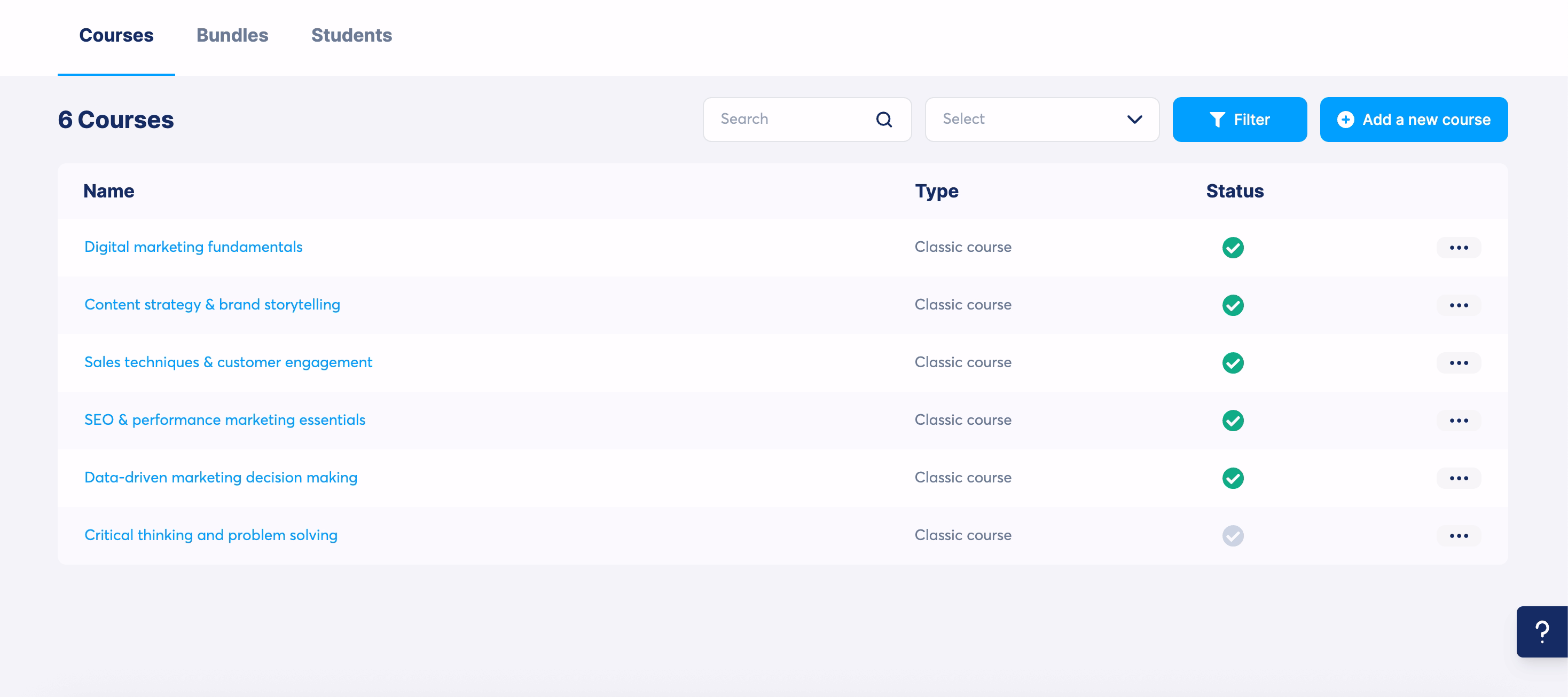 Courses UI