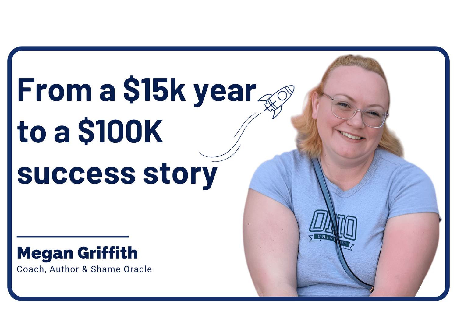 Megan Griffith success story thumbnail for systeme.io, showing her transition from a $15,000 year to a $100,000 ADHD-friendly business