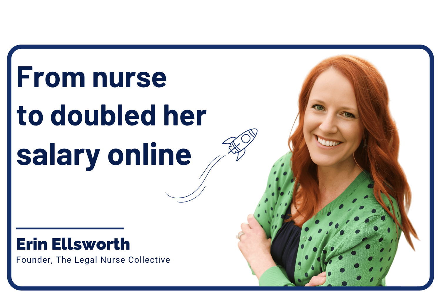 Erin Ellsworth success story cover for systeme.io, showing her transition from a 22-year nursing career to doubling her salary as an online mentor