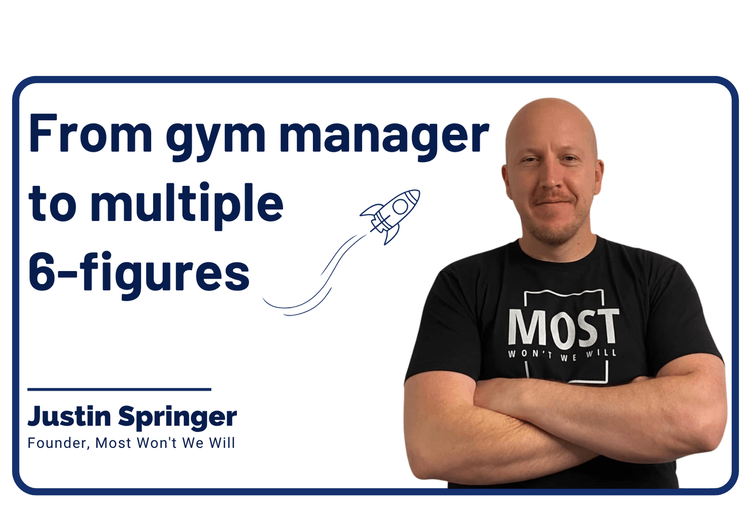 Justin Springer success story cover for systeme.io, showing his journey from a 70-hour gym grind to a multiple six-figure business owner