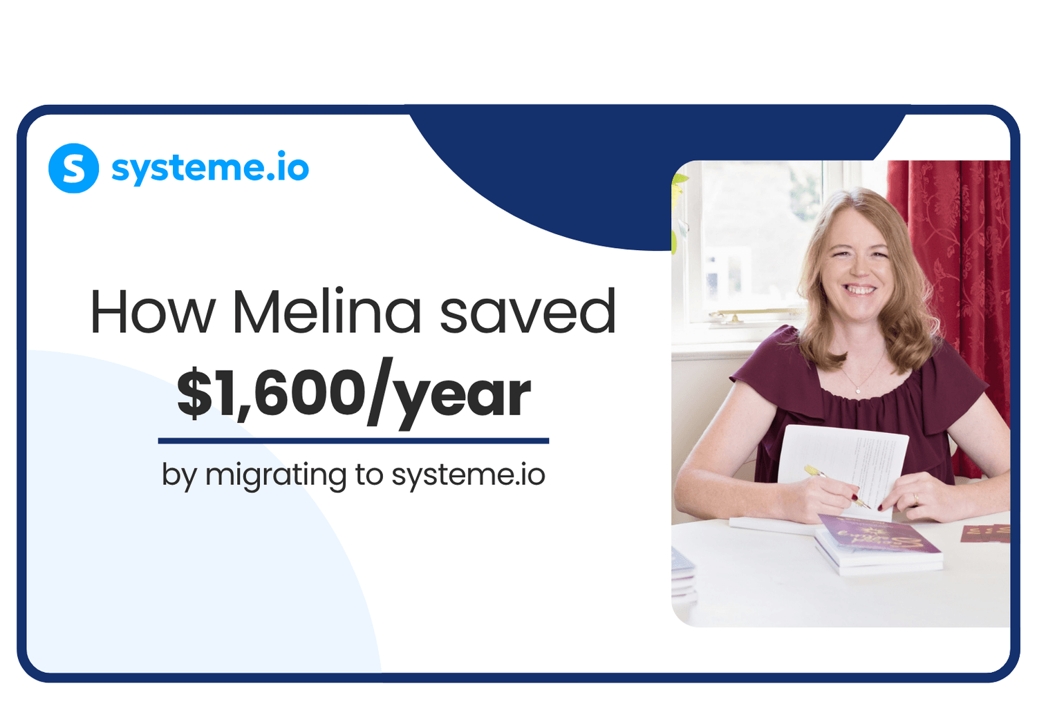 Melina Abbott, spiritual business coach and transformation facilitator, who saved over $1,600 a year by migrating her business from Kartra and WordPress to systeme.io