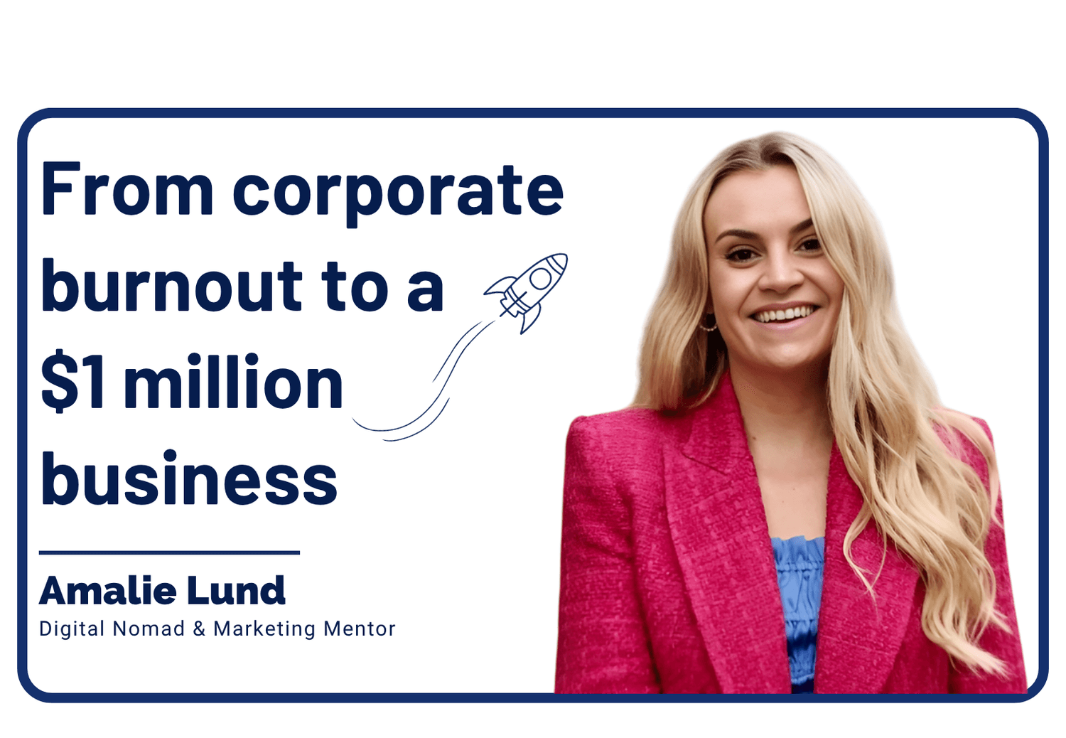Amalie Lund success story for systeme.io, illustrating her transition from corporate burnout to a $1 million digital nomad business