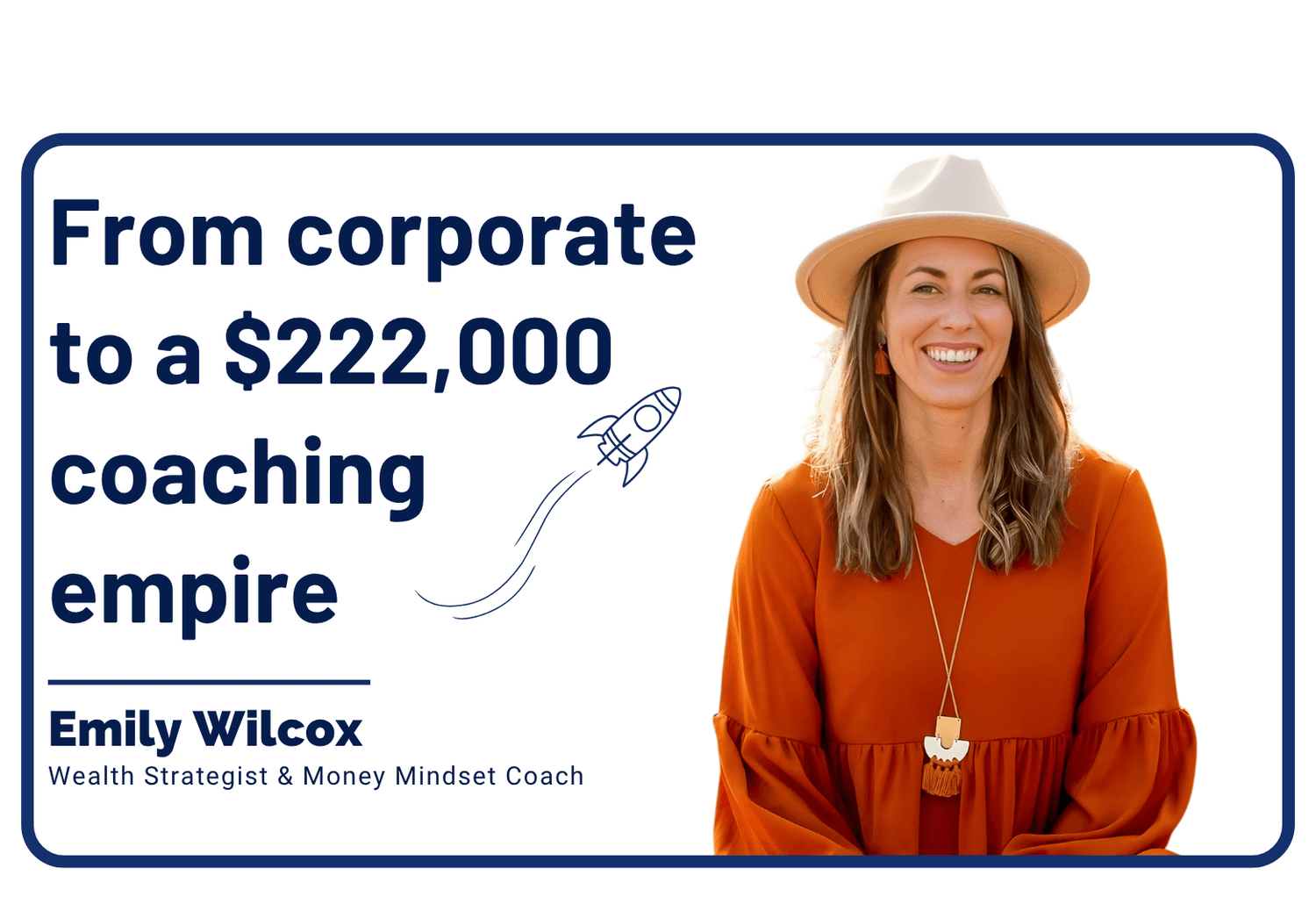 Emily Wilcox success story for systeme.io, showing her transition from corporate life to a $222,000 wealth coaching business