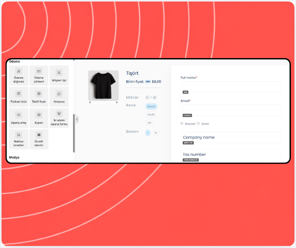 systeme.io physical product listing showing product variants, inventory, and shipping settings