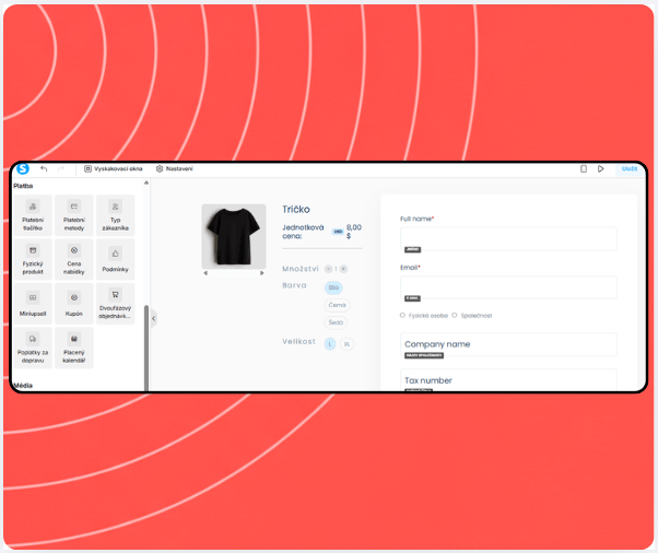 systeme.io physical product listing showing product variants, inventory, and shipping settings