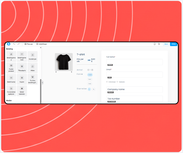 systeme.io physical product listing showing product variants, inventory, and shipping settings