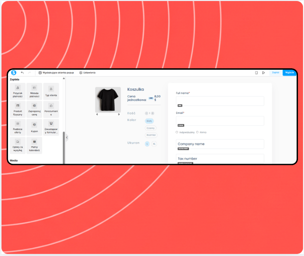 systeme.io physical product listing showing product variants, inventory, and shipping settings