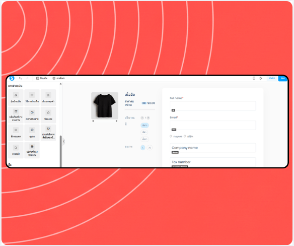 systeme.io physical product listing showing product variants, inventory, and shipping settings