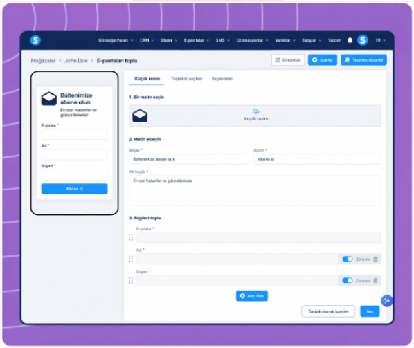 systeme.io email opt-in form builder for collecting newsletter subscribers