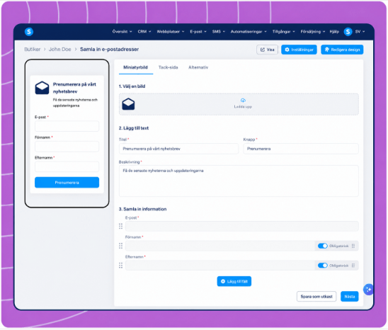 systeme.io email opt-in form builder for collecting newsletter subscribers