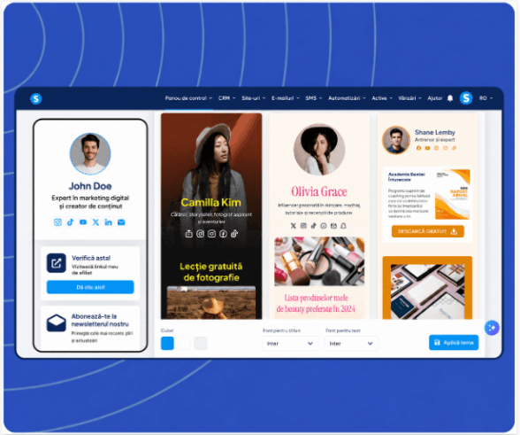 systeme.io creator store theme selection with multiple design options