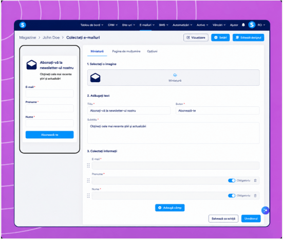 systeme.io email opt-in form builder for collecting newsletter subscribers
