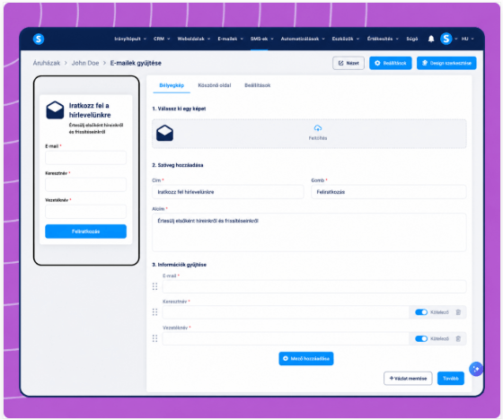 systeme.io email opt-in form builder for collecting newsletter subscribers