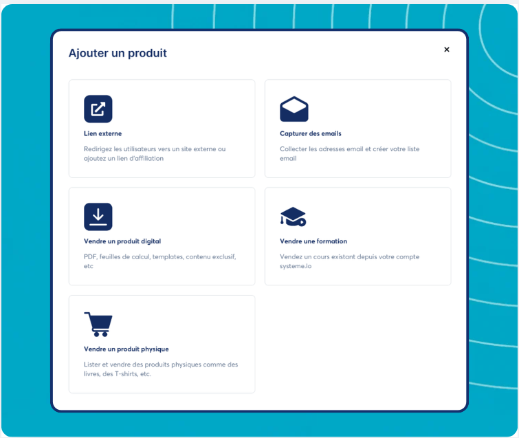 systeme.io creator store displayed on mobile phone screen