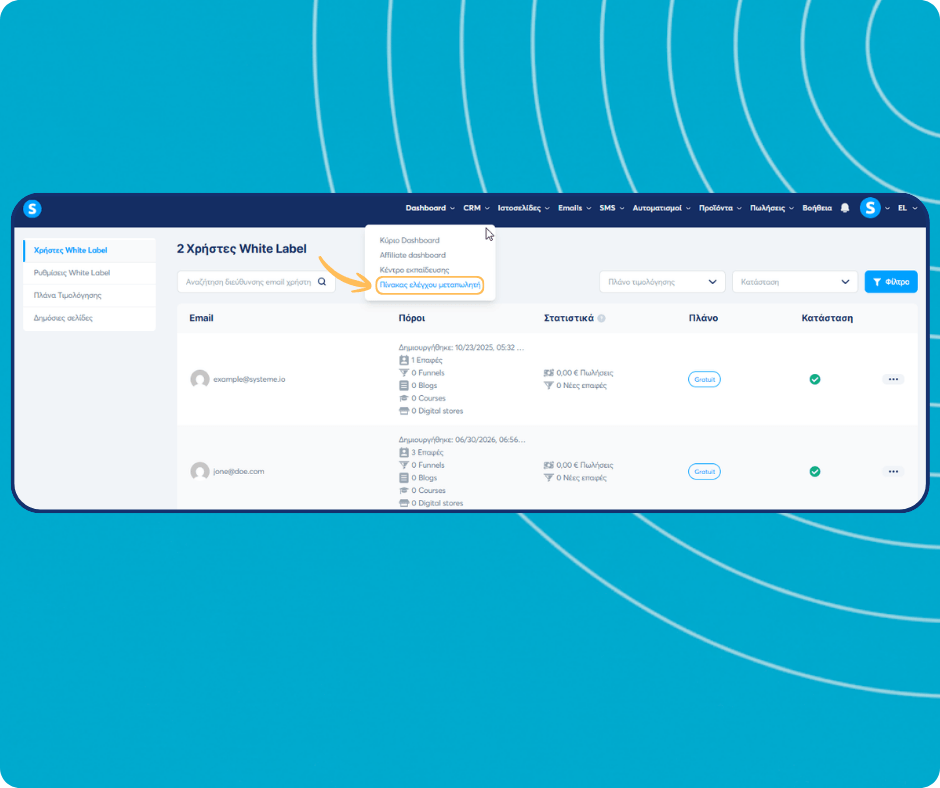 systeme.io white label to launch your own software business and keep 100% of your revenue