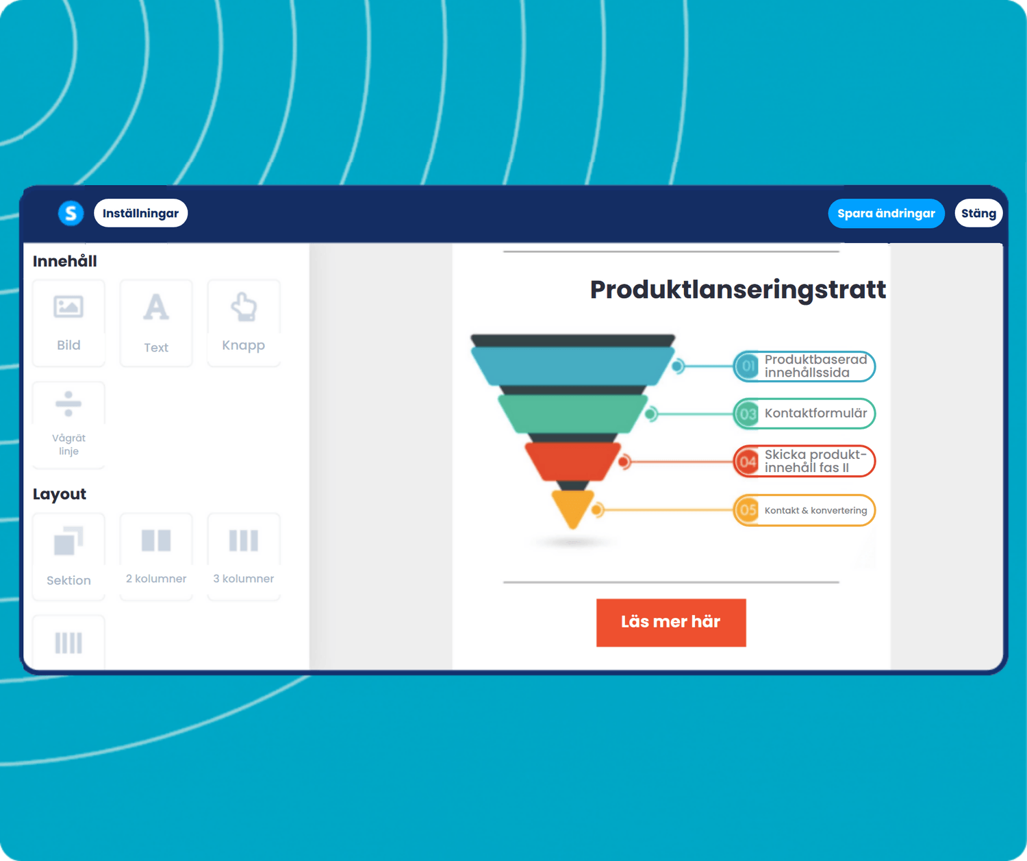 systeme.io visual email editor showing drag-and-drop content blocks, layout customization, and email design interface