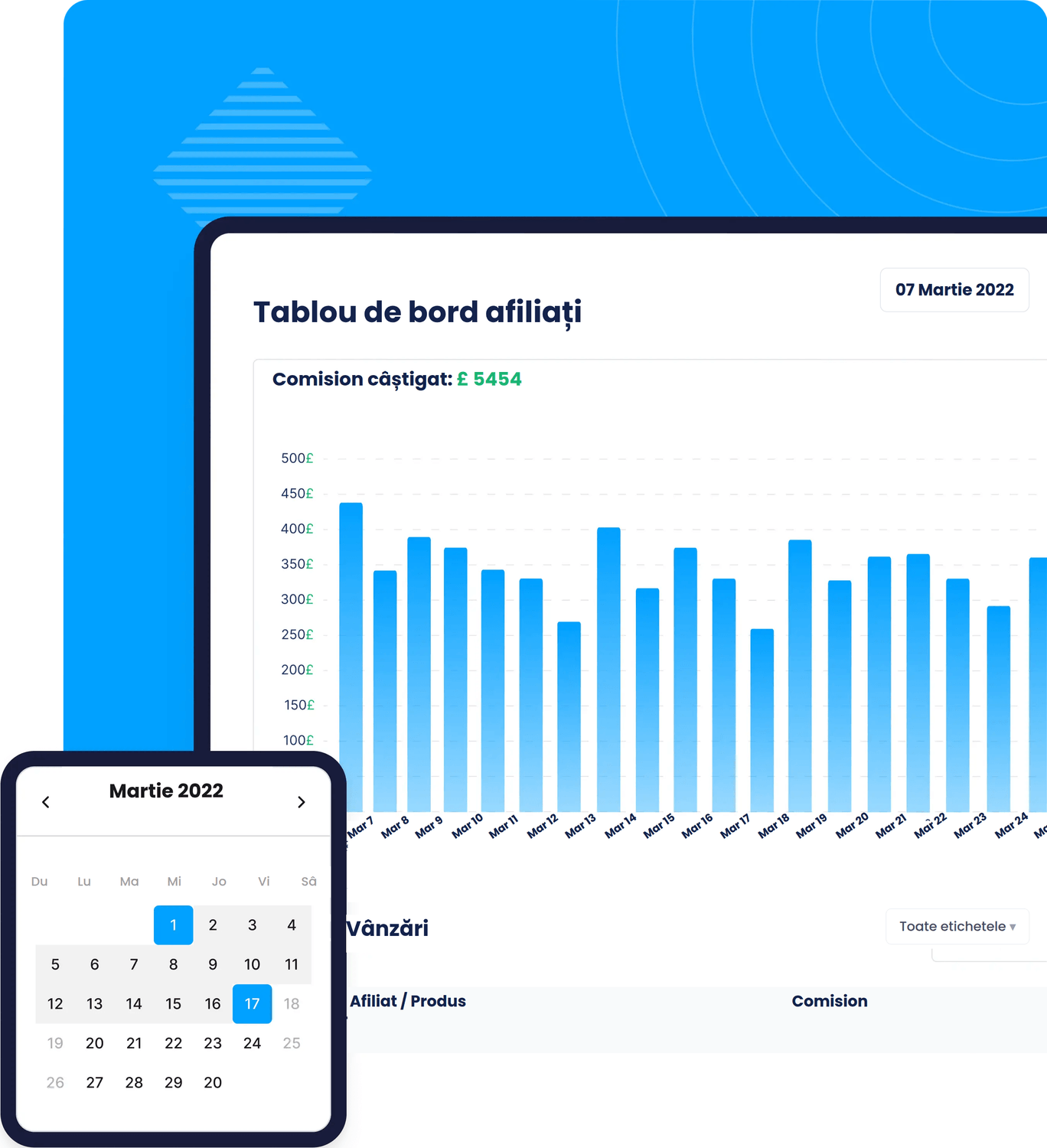 systeme.io affiliate tracking dashboard showing clicks, sales, and earnings per affiliate