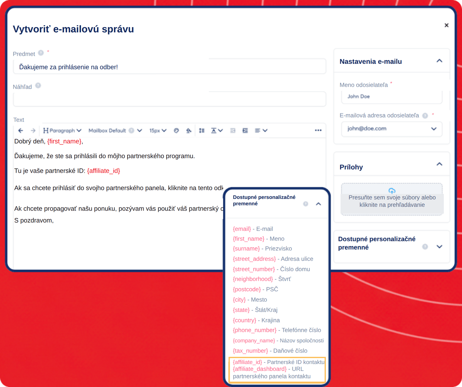 systeme.io automated email sending unique affiliate tracking link to new affiliate
