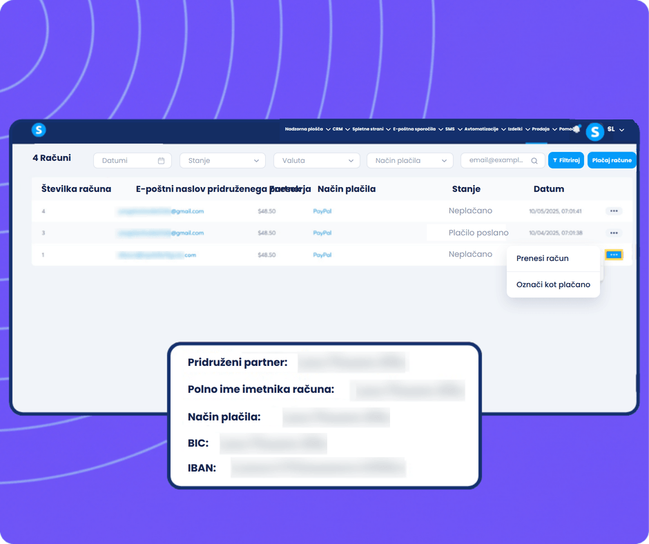 systeme.io affiliate invoice generated automatically on the 10th of each month