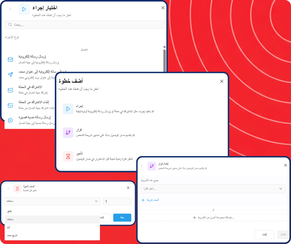 Visual workflow automation builder in systeme.io showing a funnel where a subscriber receives emails, waits, and is routed through different paths based on their actions.