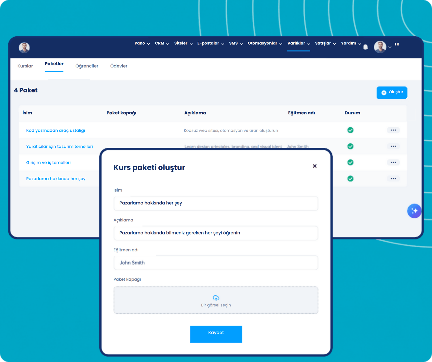 systeme.io course bundles dashboard showing bundle creation, course grouping, and instructor management for selling packaged online courses