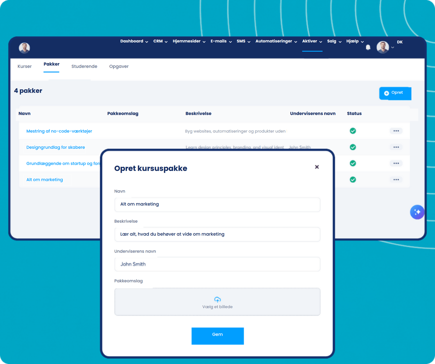 systeme.io course bundles dashboard showing bundle creation, course grouping, and instructor management for selling packaged online courses