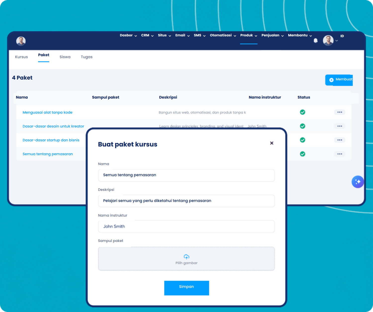 systeme.io course bundles dashboard showing bundle creation, course grouping, and instructor management for selling packaged online courses