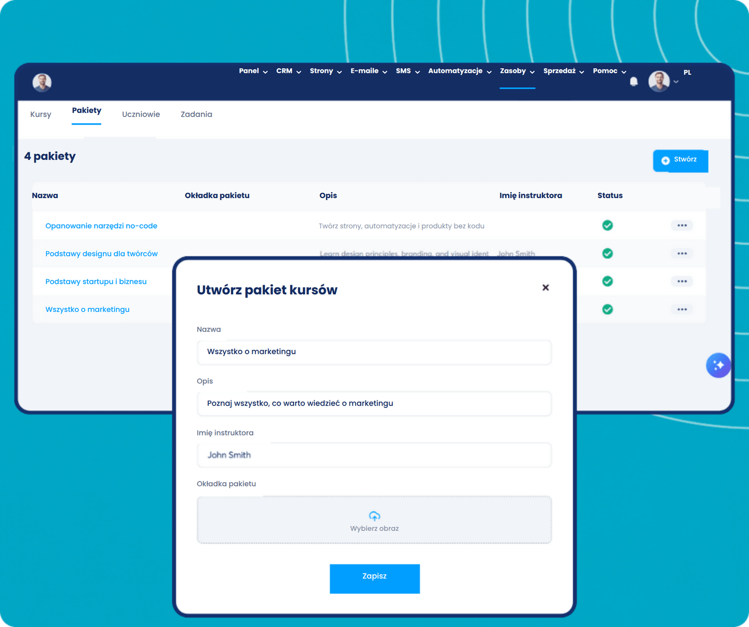 systeme.io course bundles dashboard showing bundle creation, course grouping, and instructor management for selling packaged online courses