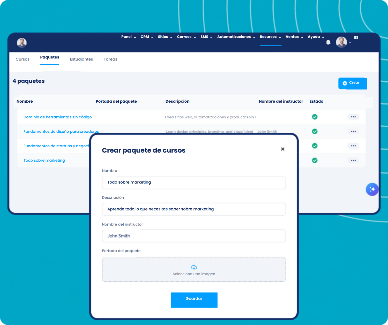 systeme.io course bundles dashboard showing bundle creation, course grouping, and instructor management for selling packaged online courses
