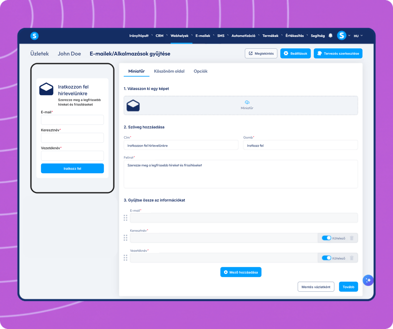 systeme.io email opt-in form builder for collecting newsletter subscribers