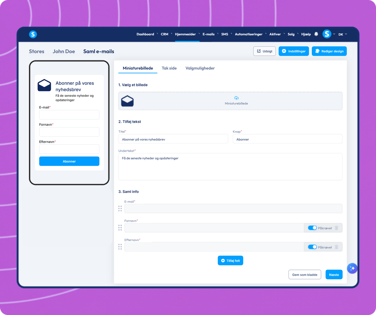 systeme.io email opt-in form builder for collecting newsletter subscribers