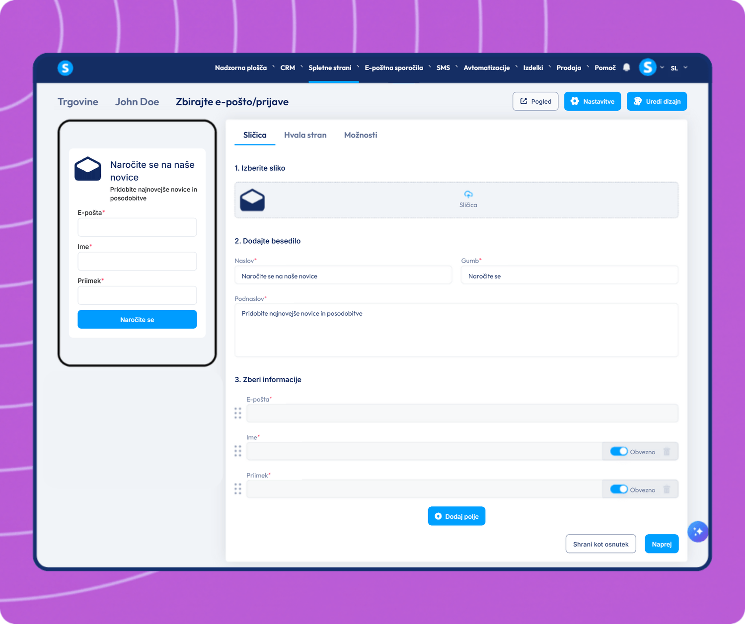 systeme.io email opt-in form builder for collecting newsletter subscribers