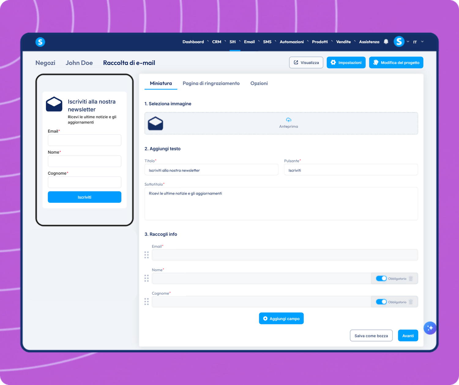 systeme.io email opt-in form builder for collecting newsletter subscribers