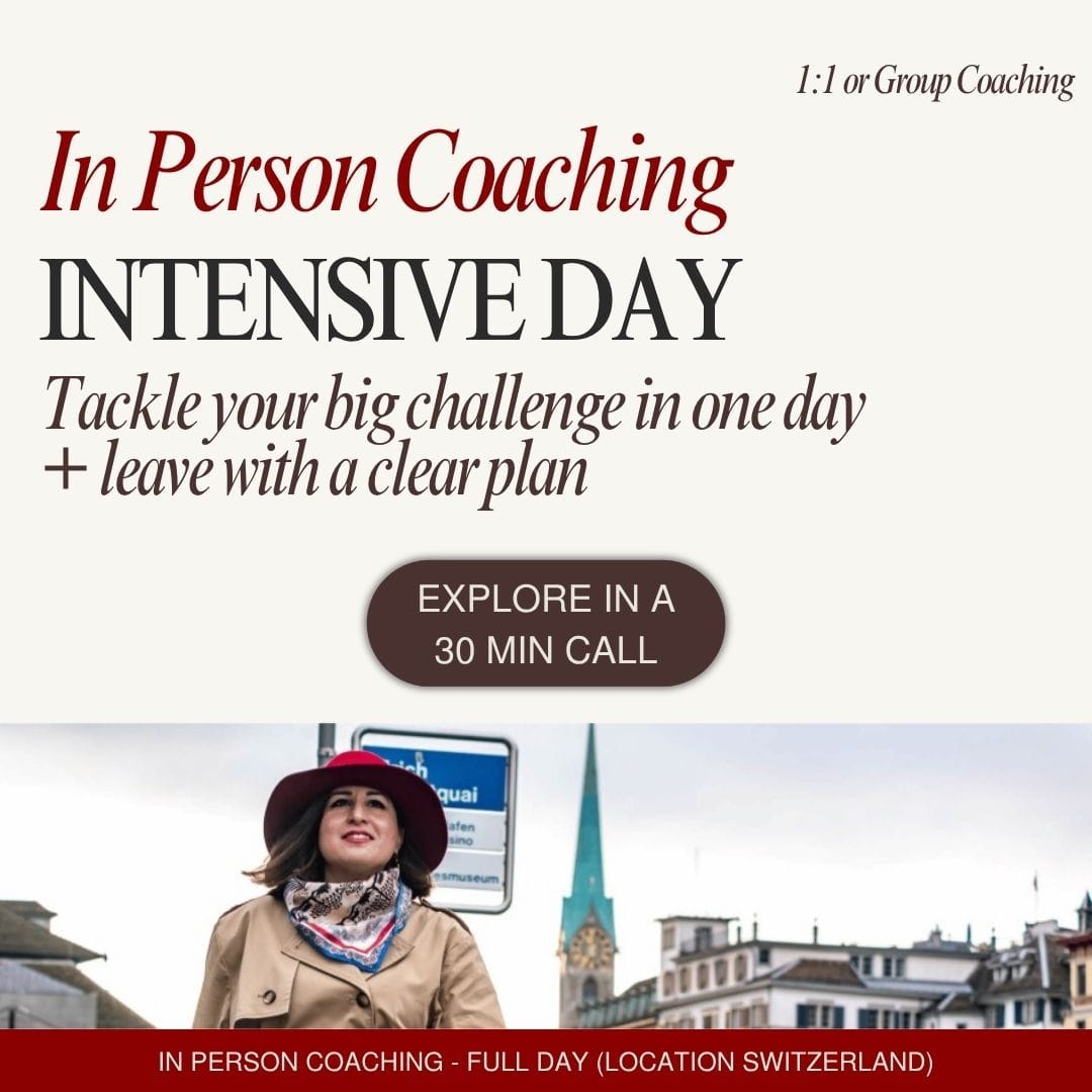 In-person coaching day in St Gallen, Zürich or Basel with Sara Mobarhanfard