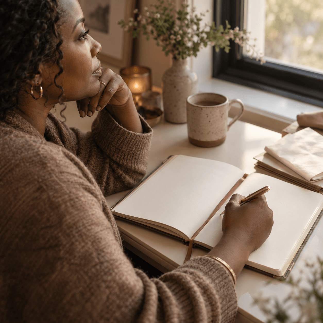 A woman examining the beliefs survival taught her