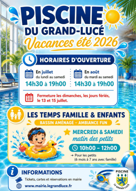 horraire pisine le grand luce