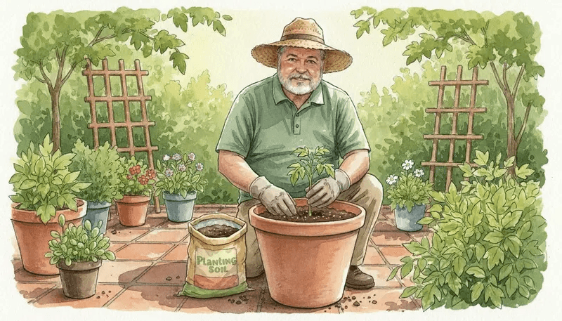 Planting tomatoes in containers