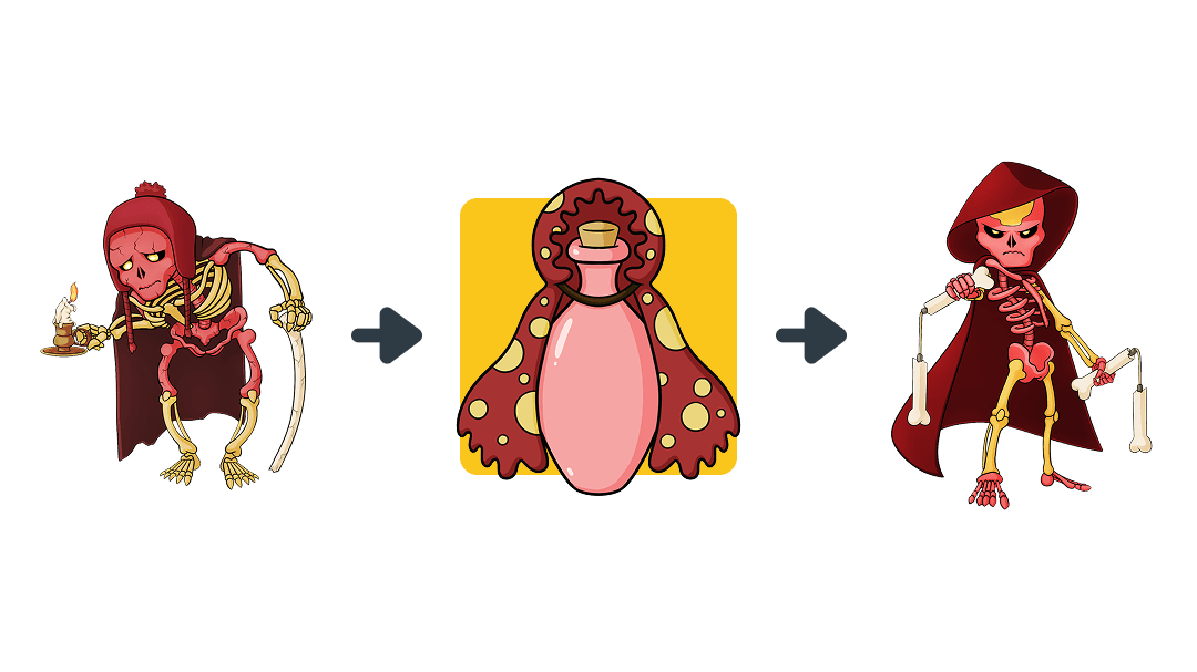 Treatment diagram showing Alendronate converting Paget Disease into Skeleton