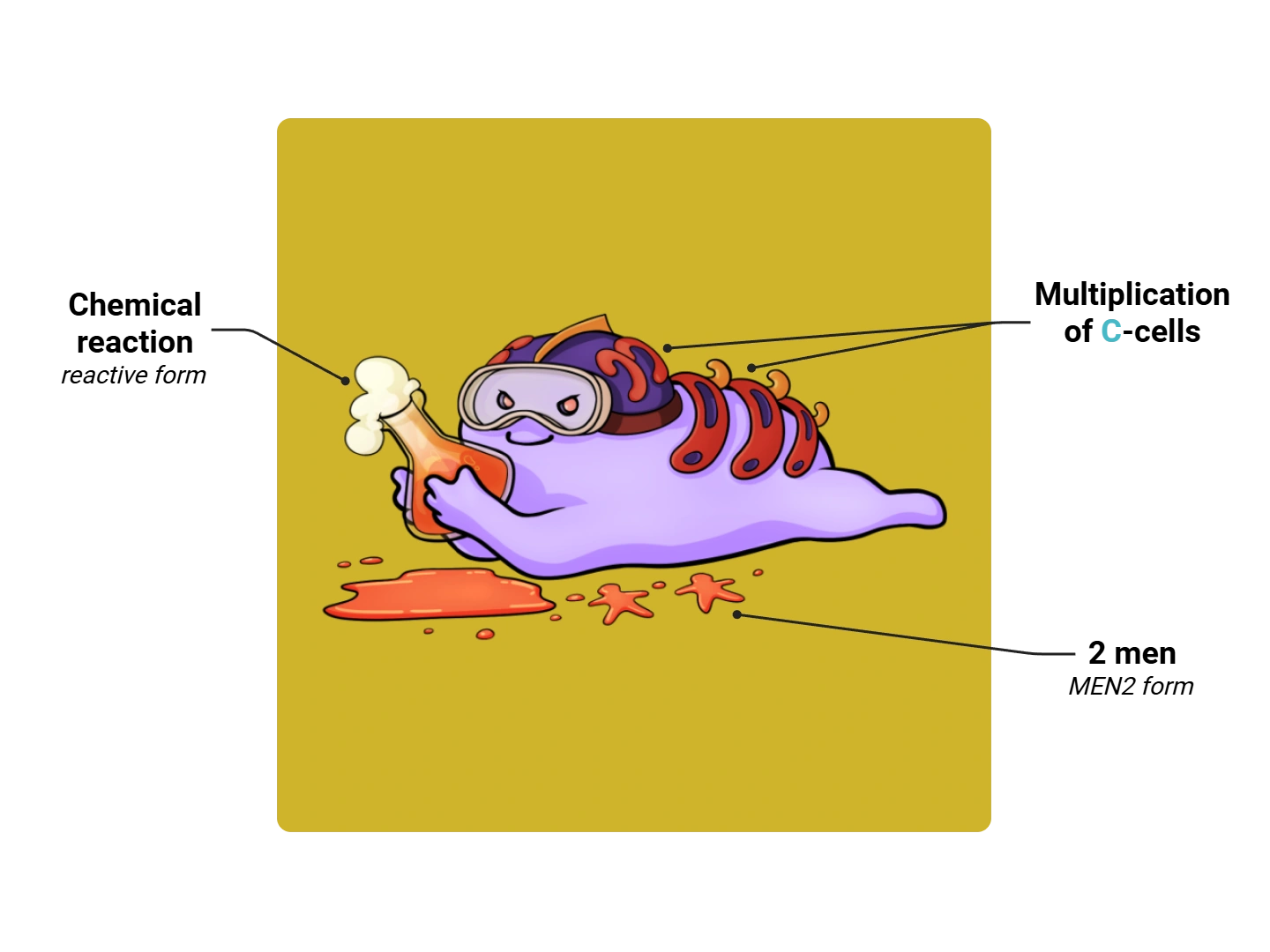 C-Cell Hyperplasia Medimon infographic with labeled medical features and mnemonic annotations.