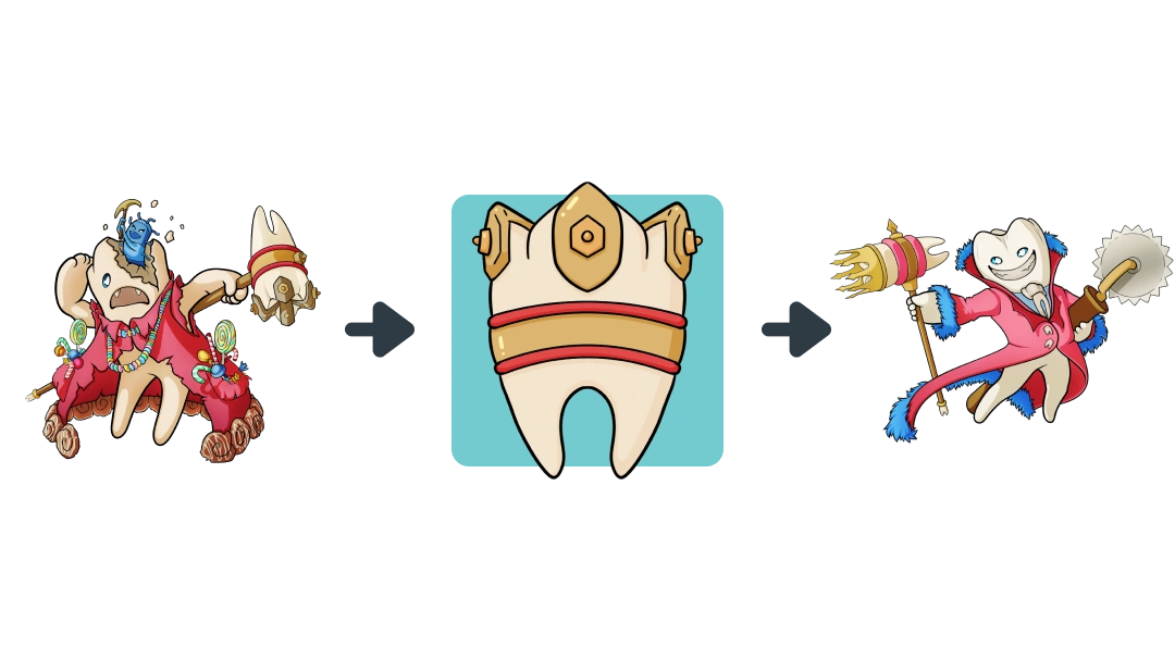Treatment diagram of Fillings converting Cavity into Tooth.