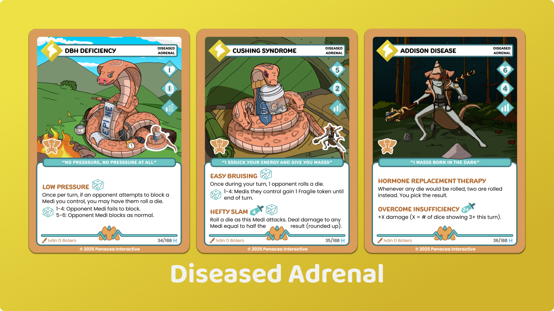 Card spread of diseased Bone Medimon.