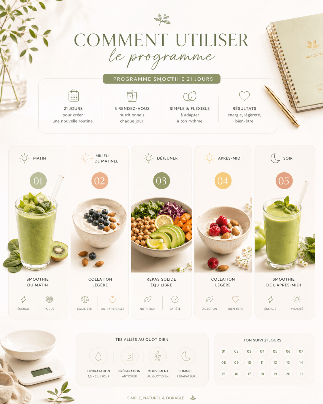 Structure journée type : 5 prises alimentaires