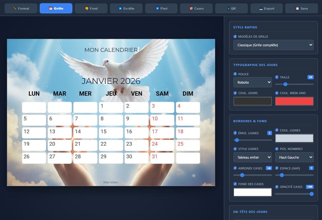 Générateur de Calendrier