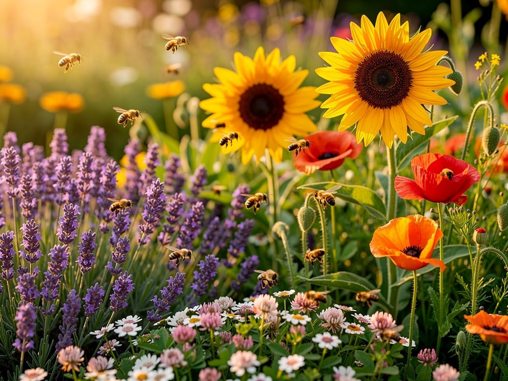 Plantes mellifères pour les abeilles : lavande, tournesol, coquelicot, trèfle