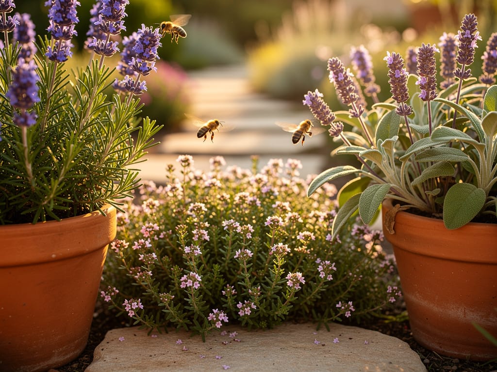 Plantes aromatiques mellifères : thym, romarin, sauge