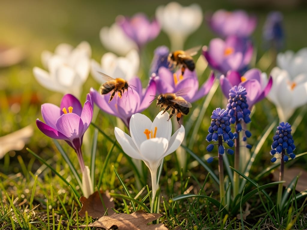 Bulbes mellifères de printemps : crocus, muscari